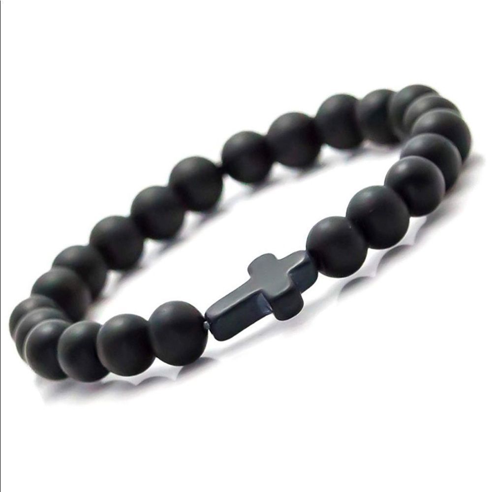 Cross Agate Stone Elastic Bracelet